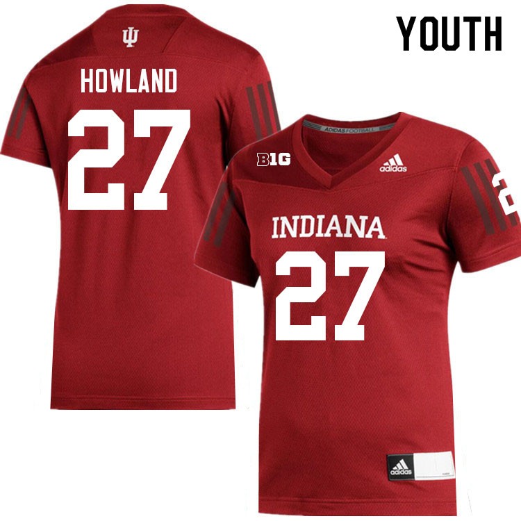 Youth #27 Trent Howland Indiana Hoosiers College Football Jerseys Sale-Crimson